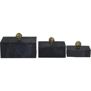 imageDeco 79 Marble Decorative Box Decorative Keepsake Boxes with Gold Final Set of 3 Storage Boxes 9quot 7quot 6quotW GreenBlack
