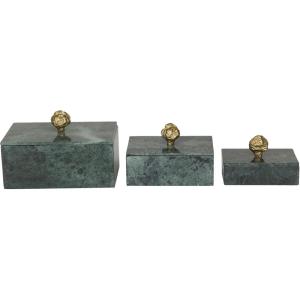 imageDeco 79 Marble Decorative Box Decorative Keepsake Boxes with Gold Final Set of 3 Storage Boxes 9quot 7quot 6quotW GreenGreen