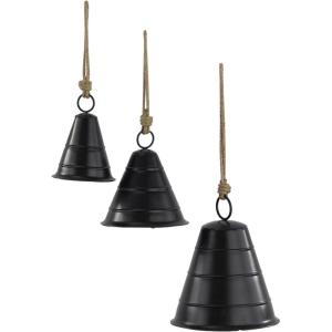 imageDeco 79 Rustic Metal Cowbell Decorative Bells 12quot 15quot 20quotH SilverBlack
