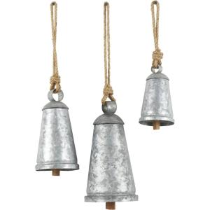imageDeco 79 Rustic Metal Cowbell Decorative Bells 12quot 15quot 20quotH SilverGrey