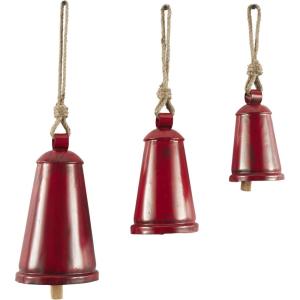 imageDeco 79 Rustic Metal Cowbell Decorative Bells 12quot 15quot 20quotH SilverRed