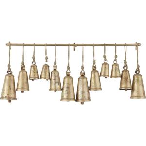 imageDeco 79 Rustic Metal Cowbell Decorative Bells 48quot x 6quot x 20quot SilverBronze