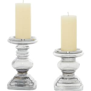 imageDeco 79 Traditional Glass Candle Holder 7quot and 9quot ClearClear