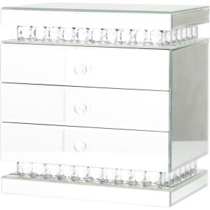 imageDeco 79 Wooden Decorative Jewelry Box Mirrored 3 Drawers Jewelry Organizer with Crystal Embellishments Jewelry Holder 11quot x 8quot x 11quot Silver11 x 8 x 11