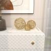 imageCosmoLiving by Cosmopolitan Metal Geometric Decorative Sculpture Home Decor Statues Set of 3 Accent Figurines 8quot 6quot 4quotD GoldGold