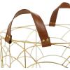 imageCosmoLiving by Cosmopolitan Metal Round Storage Basket with Faux Leather Handles Set of 3 16quot 14quot 12quotH GoldGold
