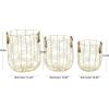 imageCosmoLiving by Cosmopolitan Metal Round Storage Basket with Faux Leather Handles Set of 3 16quot 14quot 12quotH GoldGold
