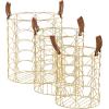 imageCosmoLiving by Cosmopolitan Metal Round Storage Basket with Faux Leather Handles Set of 3 16quot 14quot 12quotH GoldGold