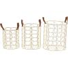 imageCosmoLiving by Cosmopolitan Metal Round Storage Basket with Faux Leather Handles Set of 3 16quot 14quot 12quotH GoldGold