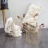 imageCosmoLiving by Cosmopolitan Metal Round Storage Basket with Faux Leather Handles Set of 3 16quot 14quot 12quotH GoldGold