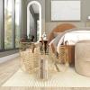 imageCosmoLiving by Cosmopolitan Metal Round Storage Basket with Faux Leather Handles Set of 3 16quot 14quot 12quotH GoldGold