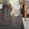 imageCosmoLiving by Cosmopolitan Metal Round Storage Basket with Faux Leather Handles Set of 3 16quot 14quot 12quotH GoldSilver