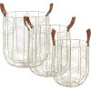 imageCosmoLiving by Cosmopolitan Metal Round Storage Basket with Faux Leather Handles Set of 3 16quot 14quot 12quotH GoldSilver