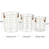 imageCosmoLiving by Cosmopolitan Metal Round Storage Basket with Faux Leather Handles Set of 3 16quot 14quot 12quotH GoldSilver