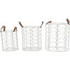 imageCosmoLiving by Cosmopolitan Metal Round Storage Basket with Faux Leather Handles Set of 3 16quot 14quot 12quotH GoldSilver