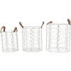 imageCosmoLiving by Cosmopolitan Metal Round Storage Basket with Faux Leather Handles Set of 3 16quot 14quot 12quotH GoldSilver