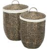imageCosmoLiving by Cosmopolitan Seagrass Handmade Storage Basket with Liner and Matching Tops Set of 2 23quot 25quotH Light BrownDark Brown