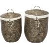 imageCosmoLiving by Cosmopolitan Seagrass Handmade Storage Basket with Liner and Matching Tops Set of 2 23quot 25quotH Light BrownDark Brown