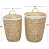 imageCosmoLiving by Cosmopolitan Seagrass Handmade Storage Basket with Liner and Matching Tops Set of 2 23quot 25quotH Light BrownLight Brown