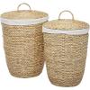 imageCosmoLiving by Cosmopolitan Seagrass Handmade Storage Basket with Liner and Matching Tops Set of 2 23quot 25quotH Light BrownLight Brown