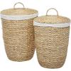 imageCosmoLiving by Cosmopolitan Seagrass Handmade Storage Basket with Liner and Matching Tops Set of 2 23quot 25quotH Light BrownLight Brown