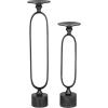 imageDeco 79 Aluminum Paper Clip Pillar Candle Holder with Marble Base Set of 2 15quot 19quotH Black