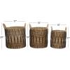 imageDeco 79 Banana Leaf Handmade Decorative and Functional Storage Basket String Detail Basket Organizer with Handles Set of 3 Basket for Storage 20quot 19quot 17quotH Brown