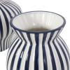 imageDeco 79 Ceramic Decorative Vase Round Centerpiece Vase with Blue Vertical Stripes Flower Vase for Home Decoration 5quot x 5quot x 11quot WhiteBlue