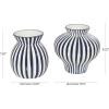 imageDeco 79 Ceramic Decorative Vase Round Centerpiece Vase with Blue Vertical Stripes Flower Vase for Home Decoration 5quot x 5quot x 11quot WhiteBlue
