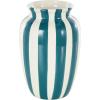 imageDeco 79 Ceramic Decorative Vase Round Centerpiece Vase with Blue Vertical Stripes Flower Vase for Home Decoration 5quot x 5quot x 11quot WhiteWhite