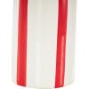 imageDeco 79 Ceramic Decorative Vase Round Centerpiece Vase with Blue Vertical Stripes Flower Vase for Home Decoration 5quot x 5quot x 11quot WhiteWhite