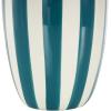 imageDeco 79 Ceramic Decorative Vase Round Centerpiece Vase with Blue Vertical Stripes Flower Vase for Home Decoration 5quot x 5quot x 11quot WhiteWhite