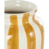 imageDeco 79 Ceramic Decorative Vase Round Centerpiece Vase with Blue Vertical Stripes Flower Vase for Home Decoration 5quot x 5quot x 11quot WhiteWhite