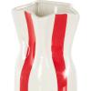 imageDeco 79 Ceramic Decorative Vase Round Centerpiece Vase with Blue Vertical Stripes Flower Vase for Home Decoration 5quot x 5quot x 11quot WhiteWhite