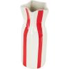 imageDeco 79 Ceramic Decorative Vase Round Centerpiece Vase with Blue Vertical Stripes Flower Vase for Home Decoration 5quot x 5quot x 11quot WhiteWhite