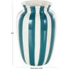 imageDeco 79 Ceramic Decorative Vase Round Centerpiece Vase with Blue Vertical Stripes Flower Vase for Home Decoration 5quot x 5quot x 11quot WhiteWhite