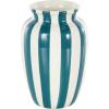 imageDeco 79 Ceramic Decorative Vase Round Centerpiece Vase with Blue Vertical Stripes Flower Vase for Home Decoration 5quot x 5quot x 11quot WhiteWhite