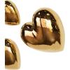 imageDeco 79 Ceramic Heart Home Wall Decor Slanted Wall Sculpture with Varying Sizes Set of 3 Wall Art 10quot 8quot 6quot H GoldGold
