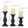 imageDeco 79 Mango Wood Decorative Candle Holder Distressed Turned Pillar Candle Stand Set of 3 Candlestick Holder 6quot 8quot 10quotH BlackBlack