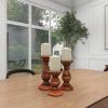 imageDeco 79 Mango Wood Decorative Candle Holder Distressed Turned Pillar Candle Stand Set of 3 Candlestick Holder 6quot 8quot 10quotH BlackBrown