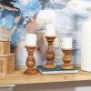 imageDeco 79 Mango Wood Decorative Candle Holder Distressed Turned Pillar Candle Stand Set of 3 Candlestick Holder 6quot 8quot 10quotH BlackBrown