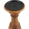 imageDeco 79 Mango Wood Decorative Candle Holder Distressed Turned Pillar Candle Stand Set of 3 Candlestick Holder 6quot 8quot 10quotH BlackBrown