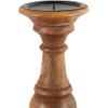imageDeco 79 Mango Wood Decorative Candle Holder Distressed Turned Pillar Candle Stand Set of 3 Candlestick Holder 6quot 8quot 10quotH BlackBrown