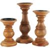 imageDeco 79 Mango Wood Decorative Candle Holder Distressed Turned Pillar Candle Stand Set of 3 Candlestick Holder 6quot 8quot 10quotH BlackBrown