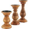 imageDeco 79 Mango Wood Decorative Candle Holder Distressed Turned Pillar Candle Stand Set of 3 Candlestick Holder 6quot 8quot 10quotH BlackBrown