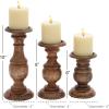imageDeco 79 Mango Wood Decorative Candle Holder Distressed Turned Pillar Candle Stand Set of 3 Candlestick Holder 6quot 8quot 10quotH BlackBrown