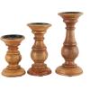 imageDeco 79 Mango Wood Decorative Candle Holder Distressed Turned Pillar Candle Stand Set of 3 Candlestick Holder 6quot 8quot 10quotH BlackBrown