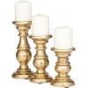 imageDeco 79 Mango Wood Decorative Candle Holder Distressed Turned Pillar Candle Stand Set of 3 Candlestick Holder 6quot 8quot 10quotH BlackGold
