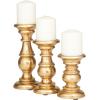 imageDeco 79 Mango Wood Decorative Candle Holder Distressed Turned Pillar Candle Stand Set of 3 Candlestick Holder 6quot 8quot 10quotH BlackGold