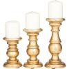 imageDeco 79 Mango Wood Decorative Candle Holder Distressed Turned Pillar Candle Stand Set of 3 Candlestick Holder 6quot 8quot 10quotH BlackGold